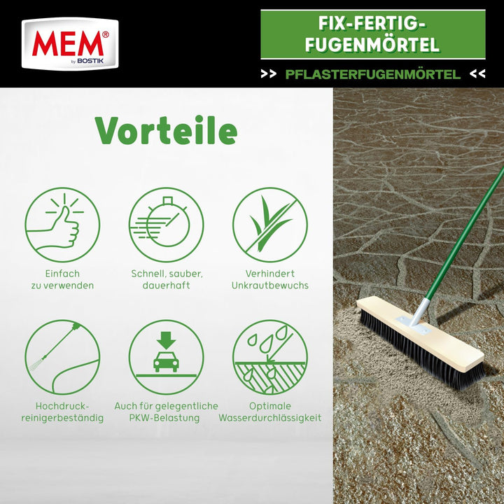 MEM Fix &amp; Fertig Fugenmörtel steingrau 25kg