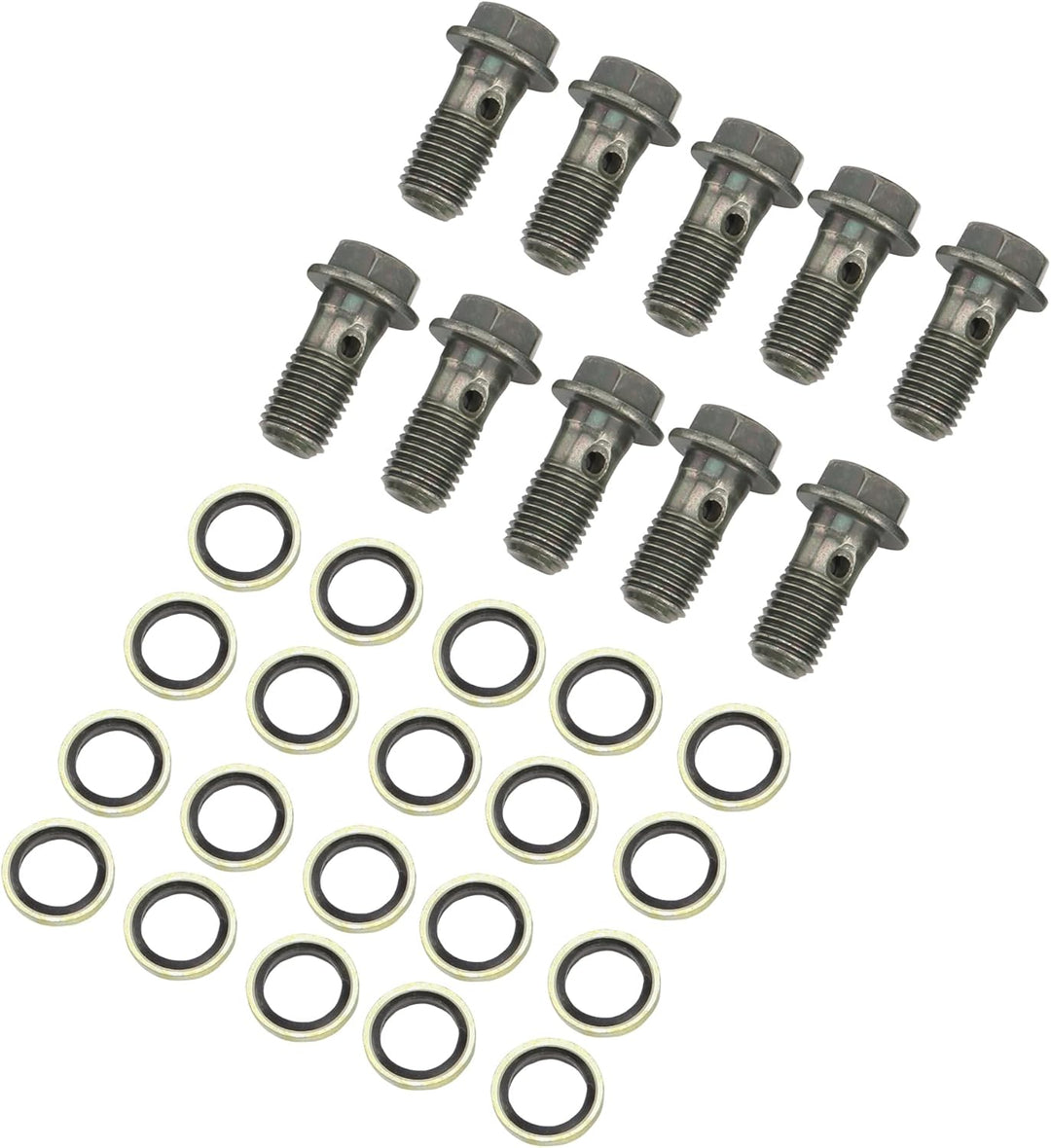 WOOSTAR Edelstahl M10 x 1,25 Hohlschrauben Bremsadapter mit M10 Kupfer Unterlegscheiben Packung mit