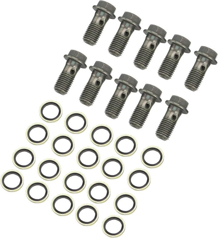 WOOSTAR Edelstahl M10 x 1,25 Hohlschrauben Bremsadapter mit M10 Kupfer Unterlegscheiben Packung mit