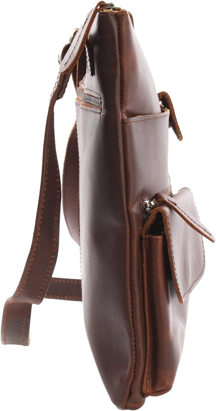 LECONI Umhängetasche Rinds-Leder kleine Schultertasche Damen + Herren Vintage-Look Schultertasche Le
