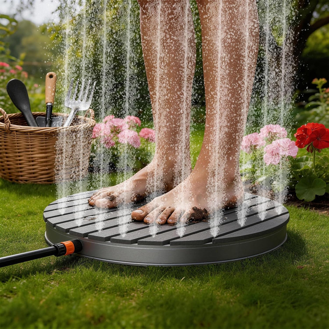 AufuN Gartendusche Aussendusche aus WPC/Aluminium, Mobile Bodendusche Campingdusche mit rutschfeste