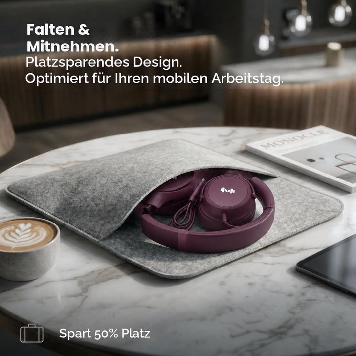 Kabel-Over-Ear-Kopfhörer, Mikro, 3,5 mm, USB-C-Adapter, Rot, Rot