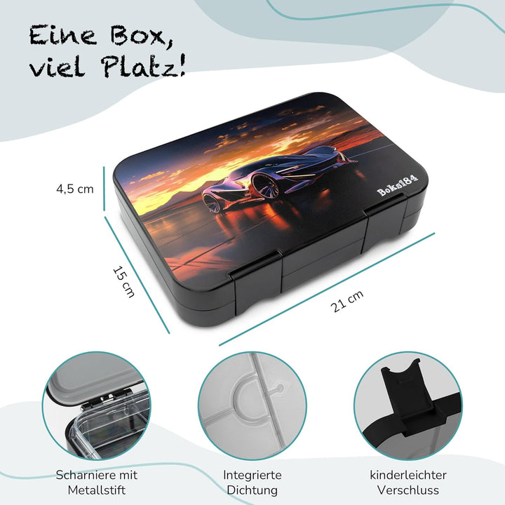Boks184 Brotdose Kinder mit Fächern - Bento Box auslaufsicher - robust - BPA Frei Lunchbox - Brotbox