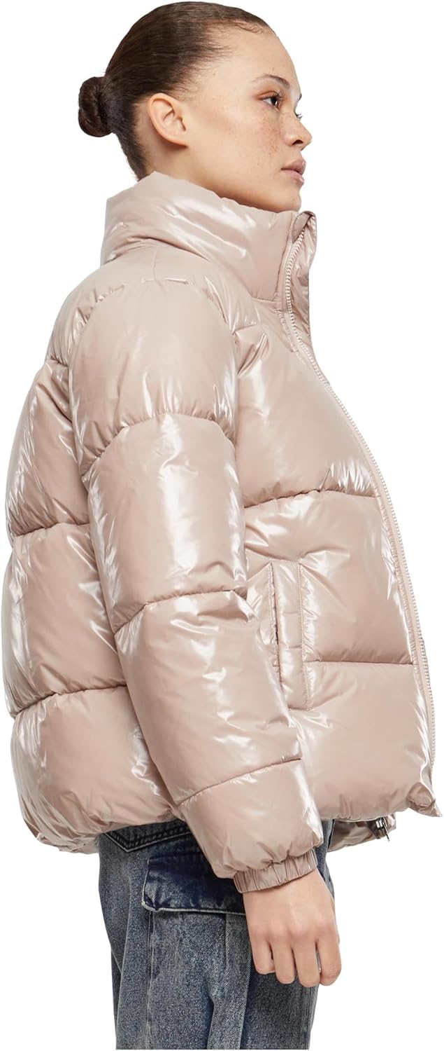 Urban Classics Ladies Recycled Short Shiny Puffer Jacket XS Duskrose, XS Duskrose