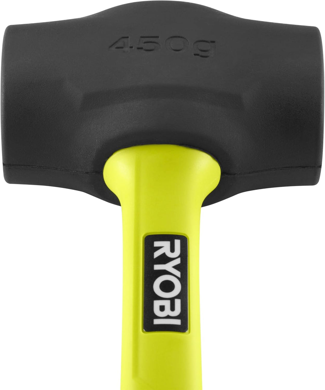 RYOBI Gummihammer mit Griff aus Hickory-Holz, schwarz, 450 Gramm RHHM450 Schlägel 450 g, Schläg