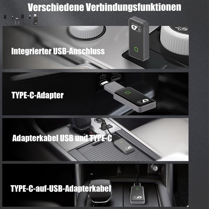 2026 Wireless Android Auto und Carplay Wireless Adapter, 2 in 1 Konvertieren Wired Android Auto/Carp