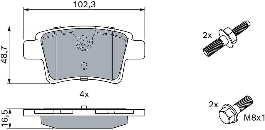 Bosch BP1110 Bremsbeläge - Hinterachse - ECE-R90 Zertifizierung - vier Bremsbeläge pro Set