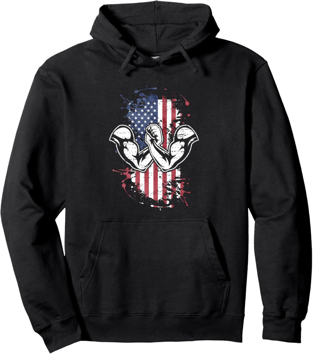 Arm Wrestling USA-Flagge Pullover Hoodie