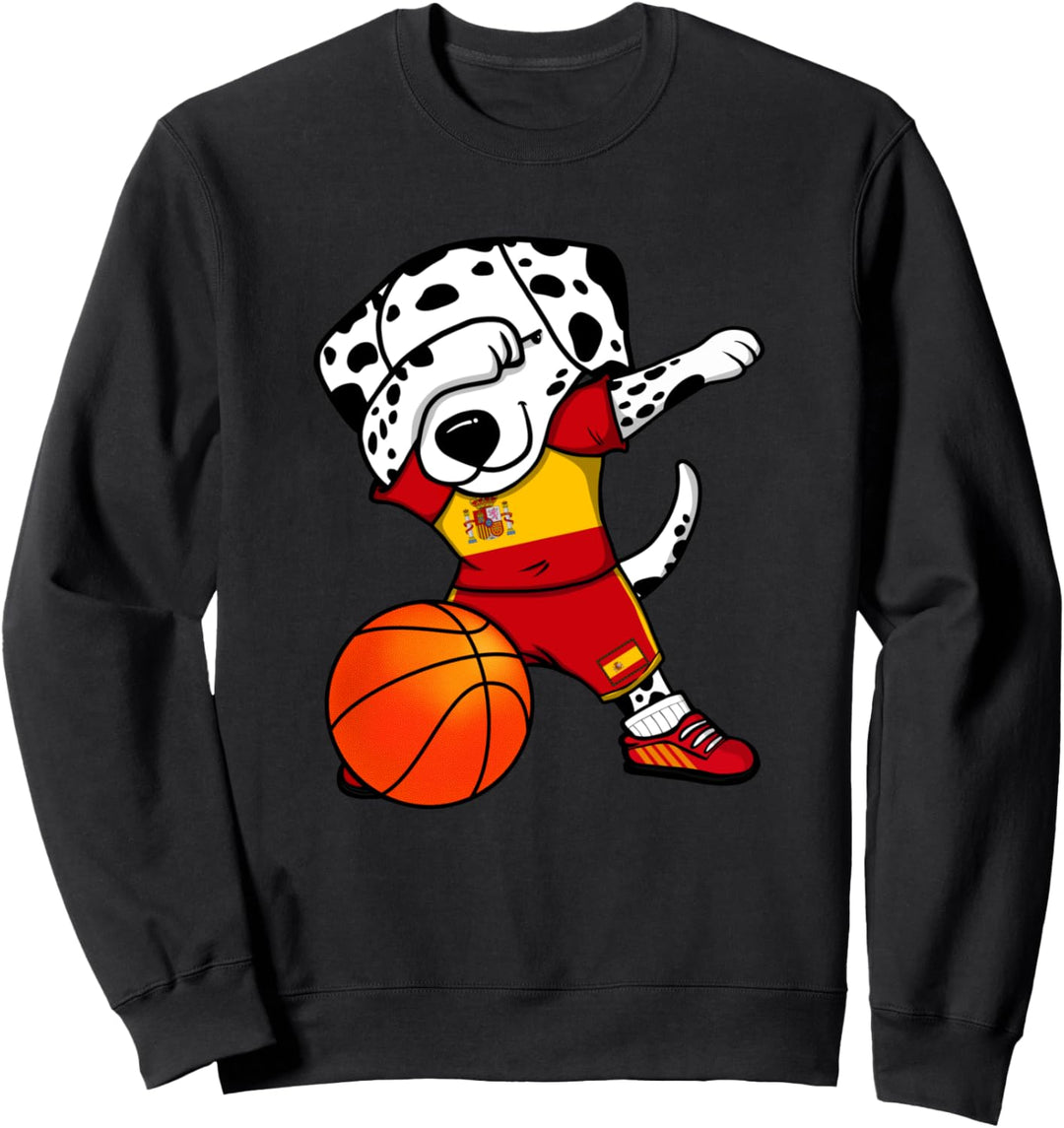 Dabbing Dalmatiner Hund Spanien Basketball Mannschaft Sport Sweatshirt
