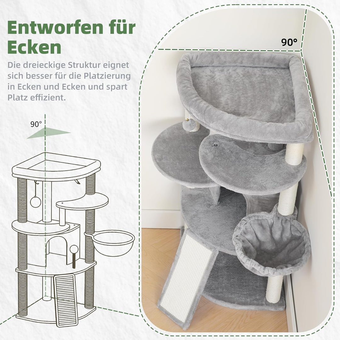 Gitelsnour Eck-Kratzbaum, Katzenbaum für Innenbereich, Mehrstöckiges katzenkratzbaum mit vollständig
