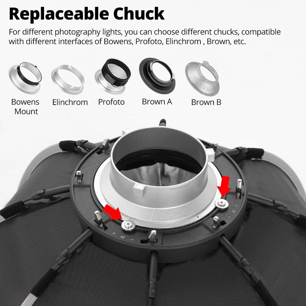 AMBITFUL 90cm/35.4inch Bowens Mount Octagon Umbrella Softbox Quick Installation Softbox + Honeycomb