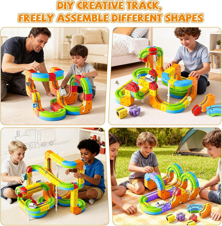 Umikk Clickrail Electric Train Set Flexible Race Track, Magic Rail Block, Magic Rail Block mit Schwe