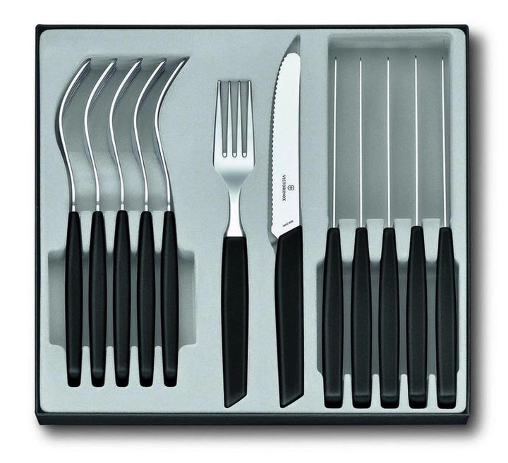 VICTORINOX Swiss Modern Besteck-Set für 6 Personen, 12-teilig, inkl. scharfe Messer mit Wellenschlif