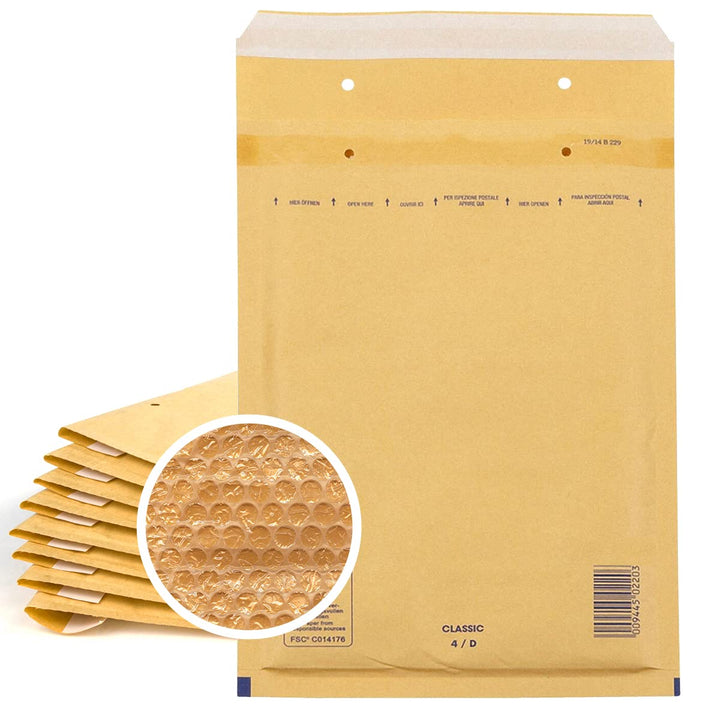 50 Luftpolster Versandtaschen haftklebend 4/D - geeignet für DIN A5 und DIN C5 – Recycling 180 x 265