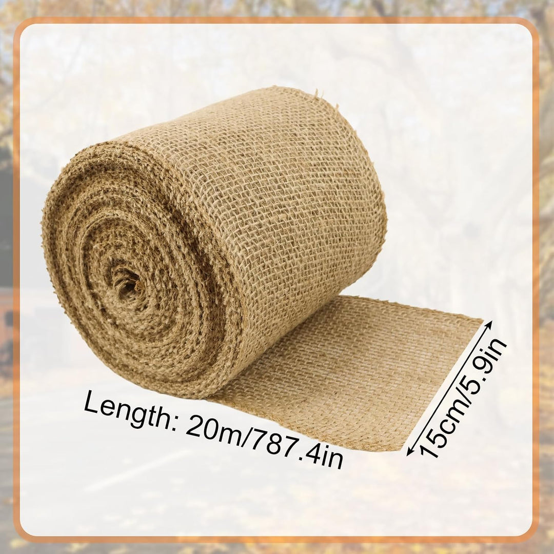 FSWWSF Jute-Wickelstreifen 15cm x 20m Juteband Sackleinen Band für Pflanzen Frostschutz und Feuchtig