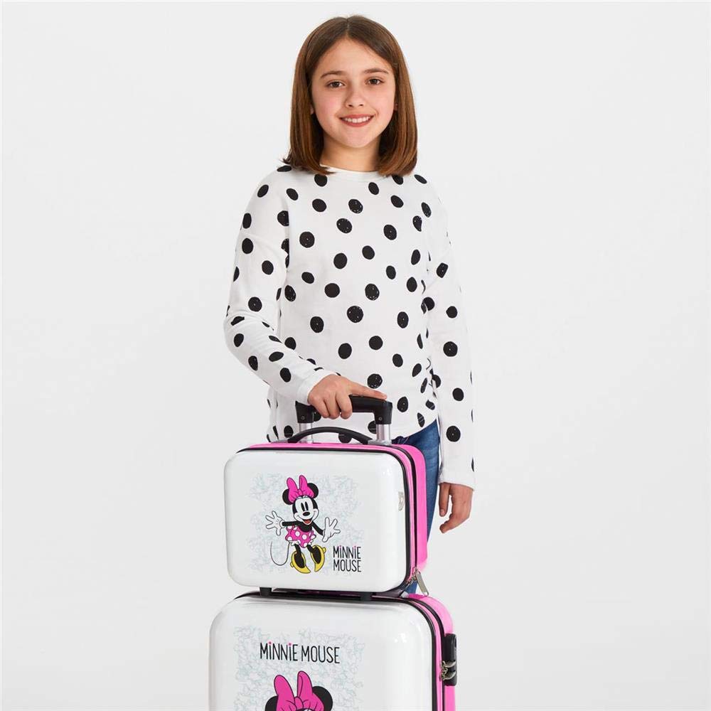 Disney Minnie Enjoy the Day Anpassungsfähiger Schönheitsfall Weiss 29x21x15 cms ABS, Rosa Rosa Toile