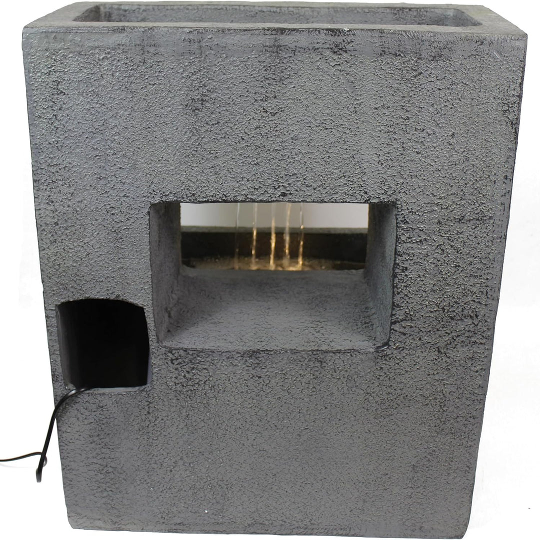Gartenbrunnen mit Beleuchtung bepflanzbar Betonoptik 57 cm Springbrunnen Wasserspiel warmweiss Kaska