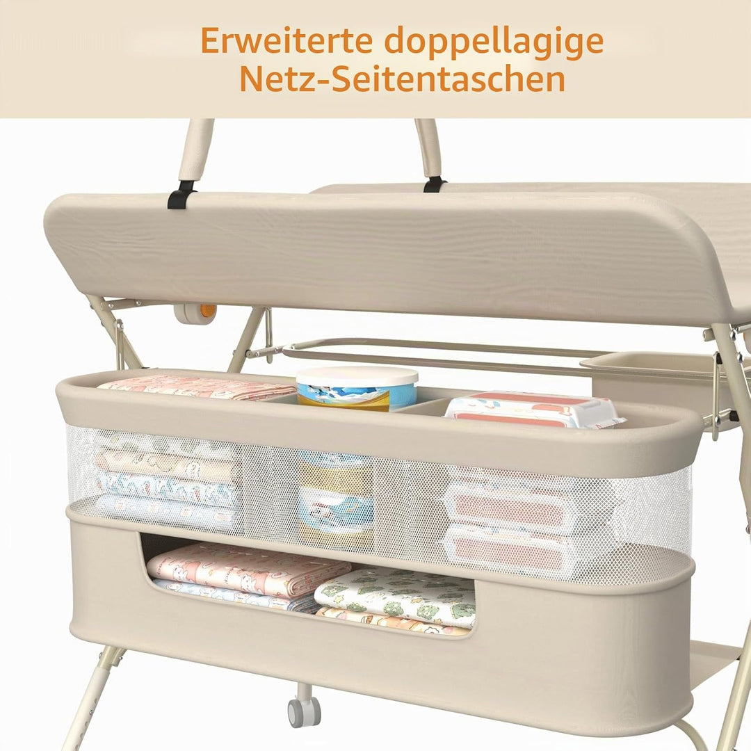 OHMG Wickeltisch für Babys,tragbarer klappbarer Wickeltisch mit Rollen,Mobile wickeltisch klappbar,w