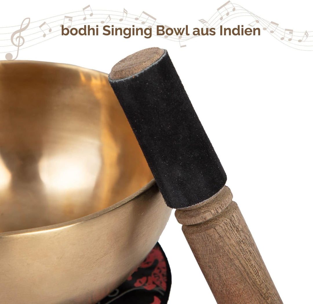Bodhi Tibetische Klangschale Ø 15 cm | Handgefertigtes Klangschalen Set inkl. Kissen & Klöppel | Sin