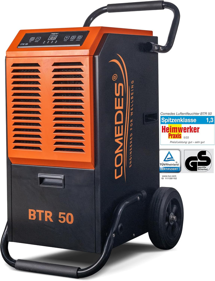 Comedes Bautrockner Luftentfeuchter BTR 50 (max. 51 Liter / 24h) Geeignet für Räume und Keller bis 1