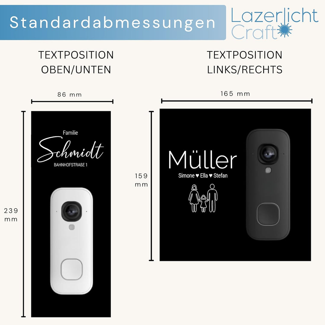 Klingelschild fürBlink Videotürklingel 2K+ (festverdrahtet, neueste Gen.) personalisiert – Acrylglas
