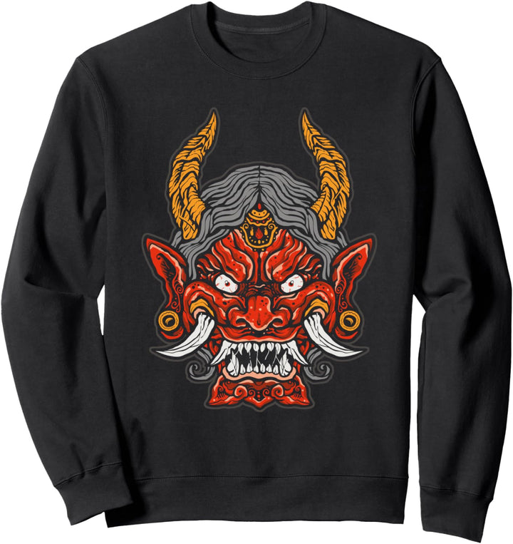 Japanische Oni Maske & Hannya Samurai Demon Sweatshirt