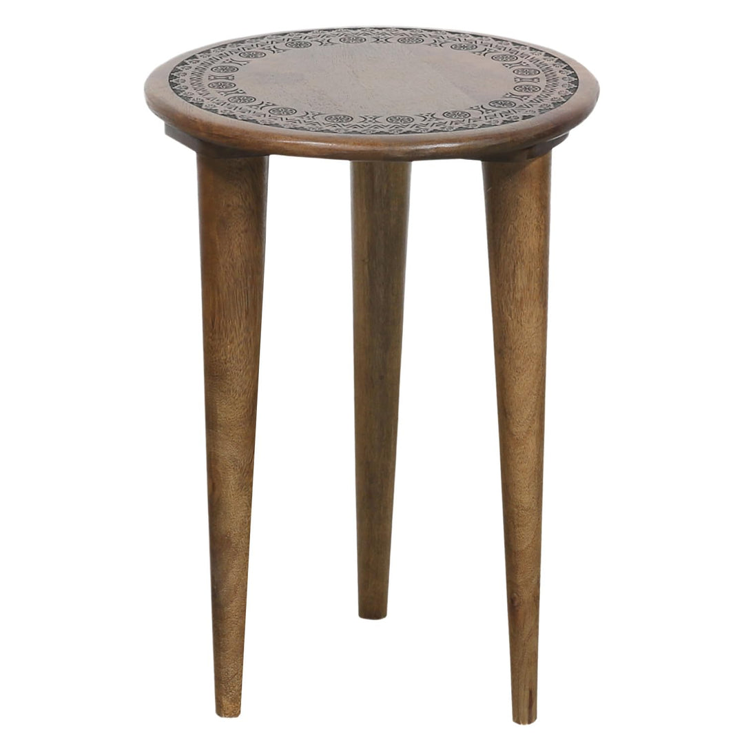 MARRAKESCH Beistelltisch Nachttisch aus Holz | Tisch Hocker Astus rund als Orientalische Dekoration