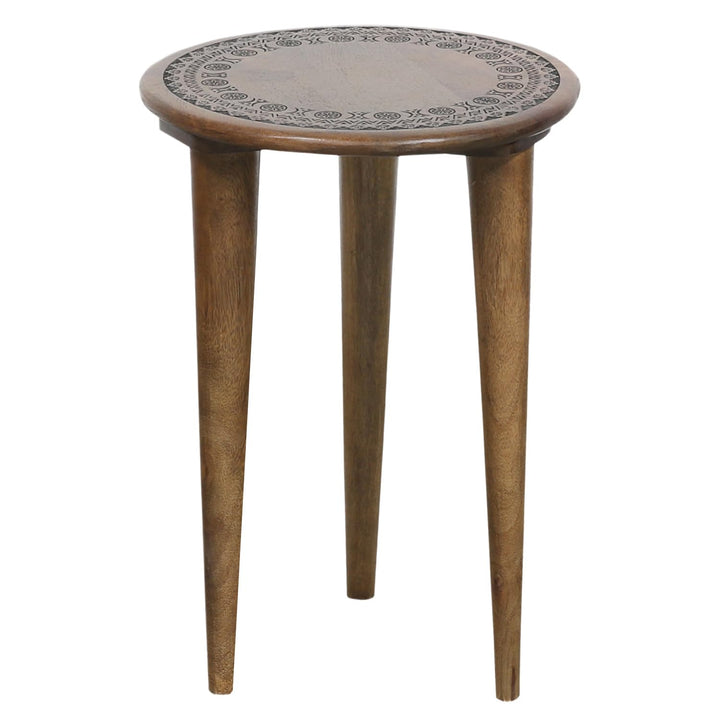 MARRAKESCH Beistelltisch Nachttisch aus Holz | Tisch Hocker Astus rund als Orientalische Dekoration