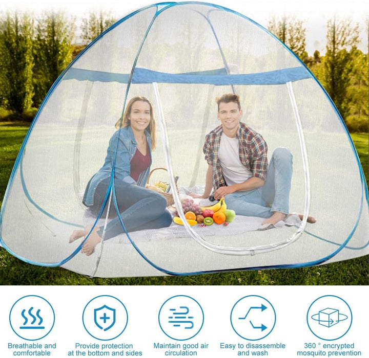 mizikuu Moskitonetz Bett, Pop up Doppeltür Moskitozelt 150 * 200cm Tragbare Faltbares Bett-Moskitone