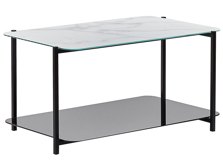 Couchtisch Marmor Optik weiss schwarz 77 x 47 cm rechteckig modern Gloster