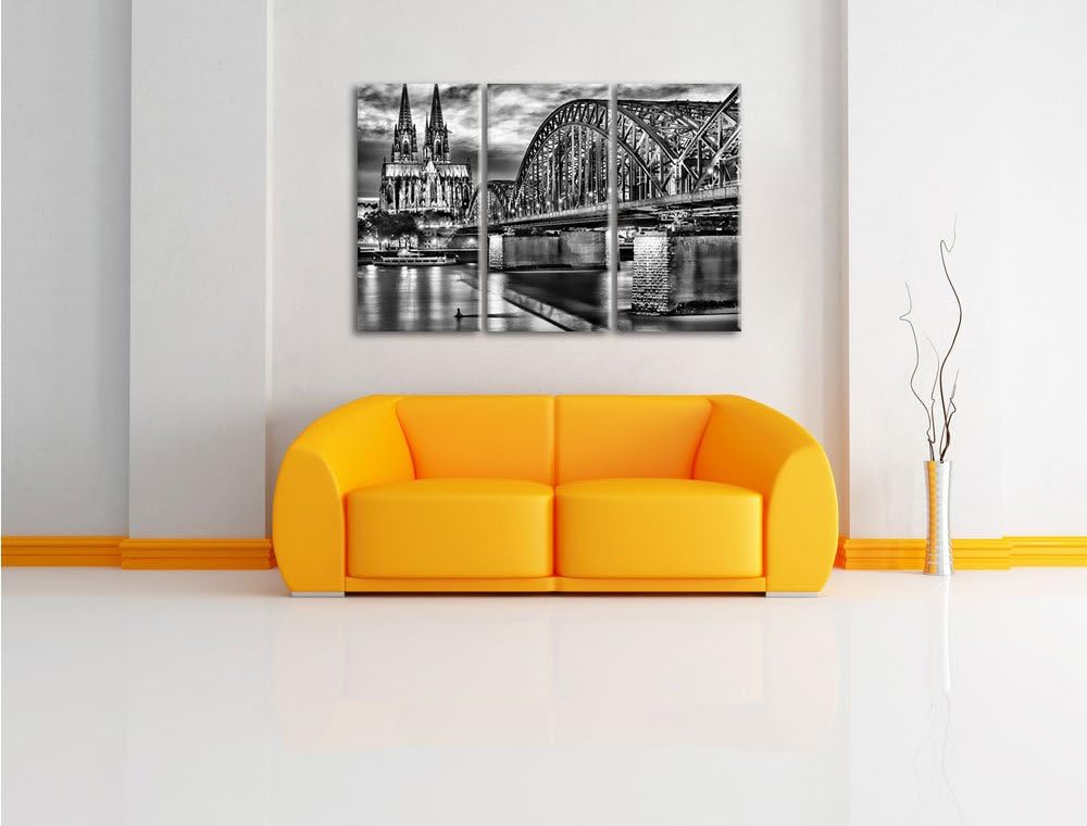 Pixxprint Hohenzollernbrücke bei Nacht als Leinwandbild/Grösse: 3 Teilig (120x80) cm/Wandbild/Kunstd