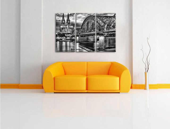 Pixxprint Hohenzollernbrücke bei Nacht als Leinwandbild/Grösse: 3 Teilig (120x80) cm/Wandbild/Kunstd