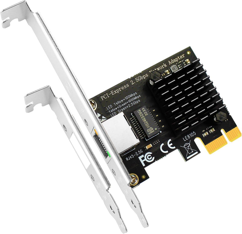 GLOTRENDS LE8105 2.5Gbps PCIe Ethernet Netzwerkkarte, RTL8125BG Chip, RJ45 LAN Port, PCIe X1 Install