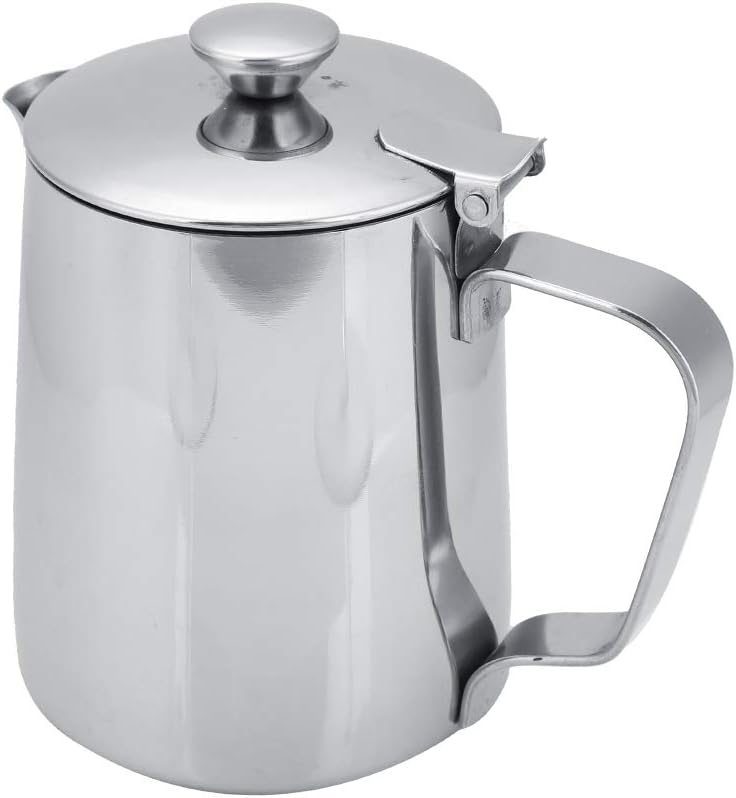 MAGT Milchkännchen mit Deckel, Edelstahl Milchkanne 350ml Kaffeekanne Edelstahl Milchschaumkännchen