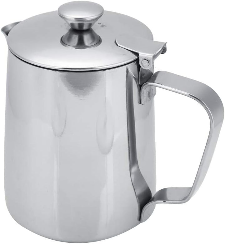 MAGT Milchkännchen mit Deckel, Edelstahl Milchkanne 350ml Kaffeekanne Edelstahl Milchschaumkännchen