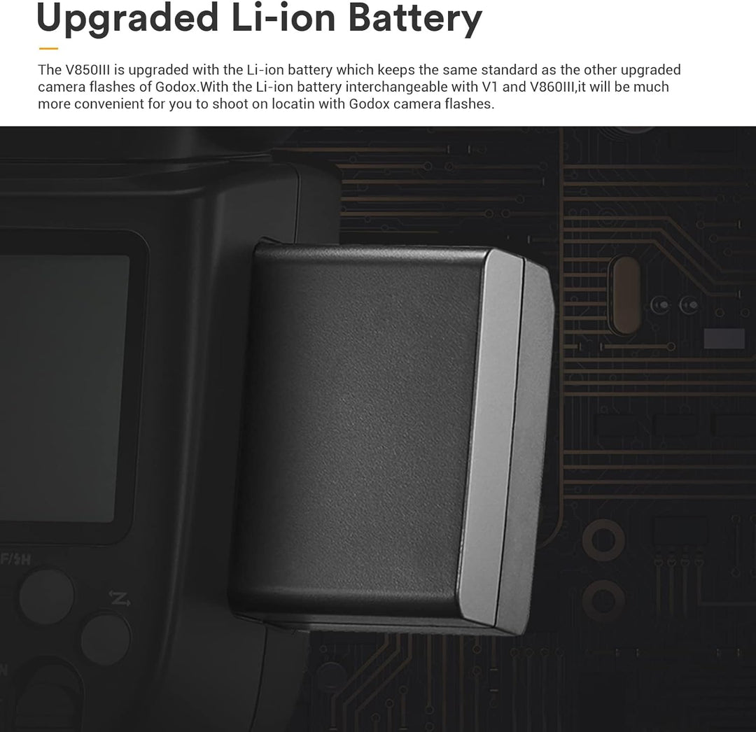 Godox V850III Kamerablitz Speedlite 76Ws, 2600mAh Lithiumbatterie, 1,5s Wiederaufladezeit, 2,4G X Wi