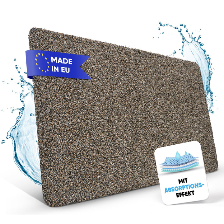 Entrando Fussmatte 60x100 cm - waschbare Schmutzfangmatte innen, Granit | Extra breite Türmatte aus