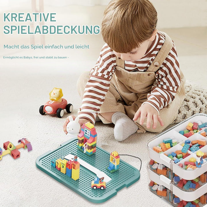 Zweistufig Aufbewahrungsbox für Lego Bausteine Ablagefächer Stapelbar Kisten Spielzeug Aufbewahrung