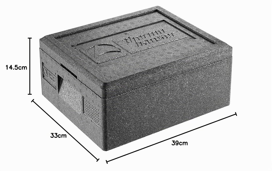 Thermohauser EPP-Thermobox GN 1/2 inklusive Deckel - 7 Liter Volumen - 39 x 33 x 14,5 cm, schwarz, 7