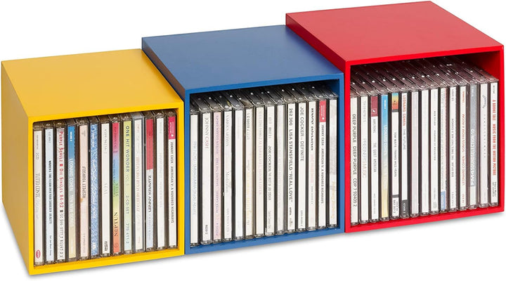 cubix CD-Boxen color, CD-Aufbewahrungs Boxen aus Holz. Set mit 3 CD-Boxen. Zur Aufbewahrung von bis