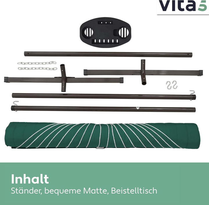 VITA5 Hängematte mit Gestell und Tisch - Hängematte Outdoor für den Garten, Pool & Balkon - Grosszüg