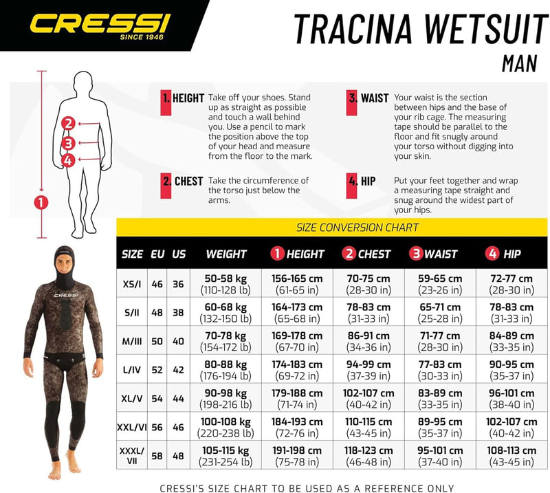 Cressi Tracina Pants Wetsuit - Freitauchen und Fischen Neoprenanzug Hose in Neopren Gefüttert Aussen