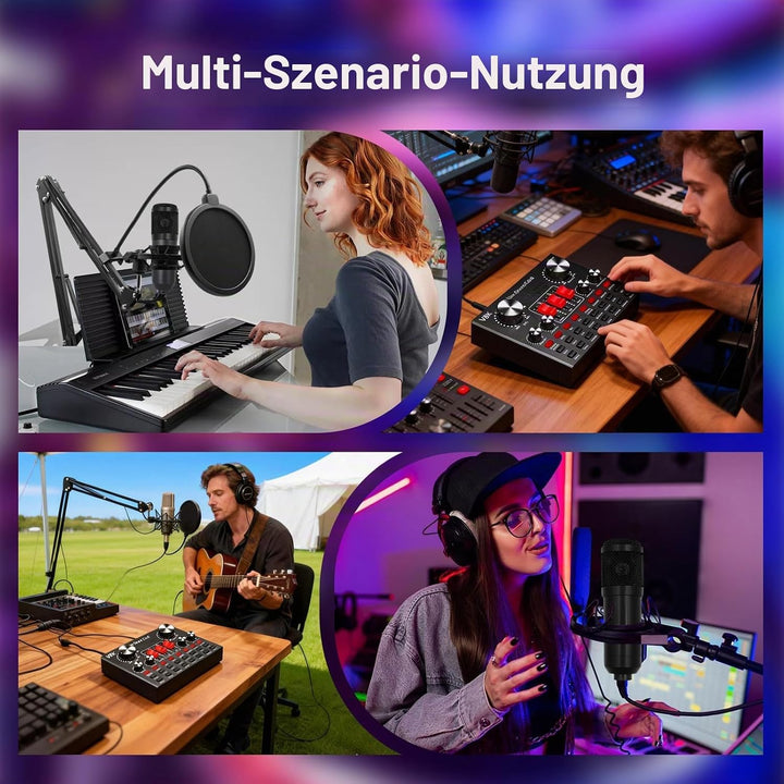 Podcast Mikrofon Bündeln, DJ Controller und BM800 Mikrofon, Gaming Mikrofon mit Arm, Audio Mixer Set