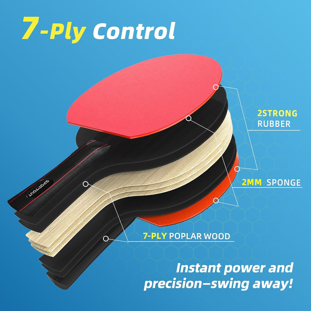 Tischtennisschläger Set, Profi Tischtennis-Schläger mit Tischtennisbälle Tischtennis Schläger Set mi