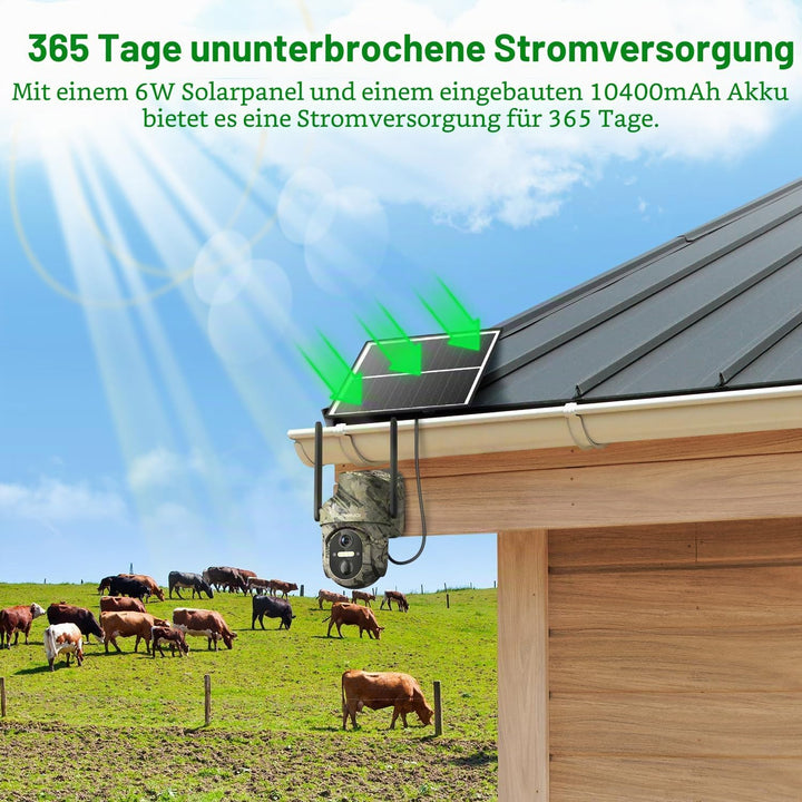 Lemnoi 4G LTE Solar Wildkamera mit Bewegungsmelder, Akku Wildkamera mit SIM Karte Preinstalliert und