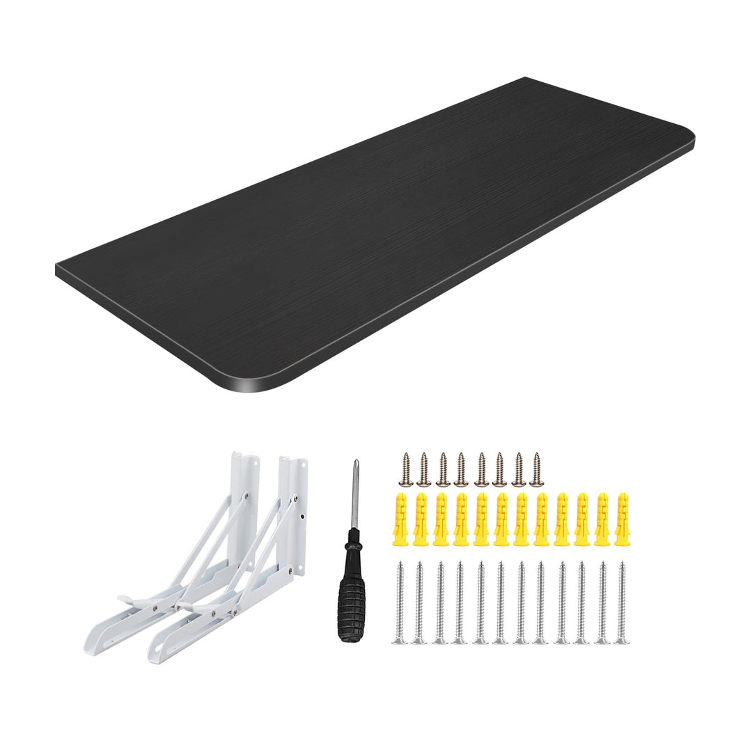 Wandklapptisch Schwarz, 60x30 cm, Klappschreibtisch mit Montagekit, Wandmontage Klapptisch für Küche