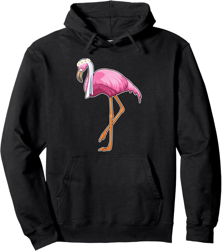 Flamingo Braut Blumenkranz Hochzeit Pullover Hoodie