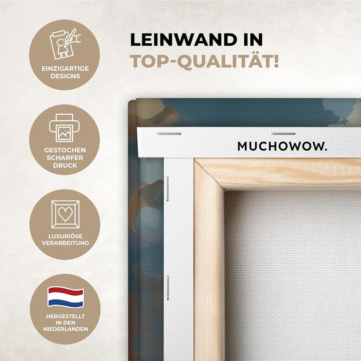 MuchoWow© Bild auf Leinwand Gross 120x80 cm XXL Schlafzimmer Bilder Wand Deko Wohnzimmer Modern Wand
