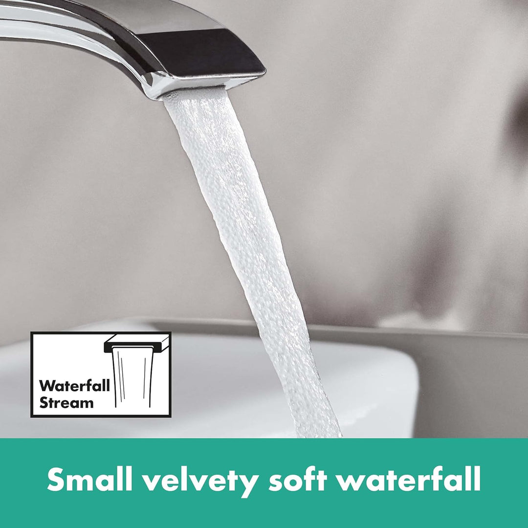 hansgrohe 3-Loch Waschtischarmatur Vivenis, Wasserhahn Bad mit Auslauf Höhe 90 mm, mit Zugstange, Ba