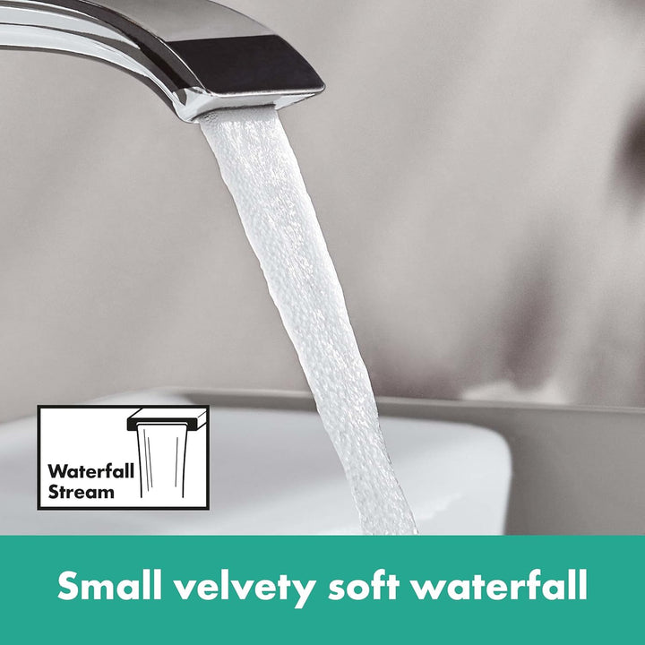hansgrohe 3-Loch Waschtischarmatur Vivenis, Wasserhahn Bad mit Auslauf Höhe 90 mm, mit Zugstange, Ba